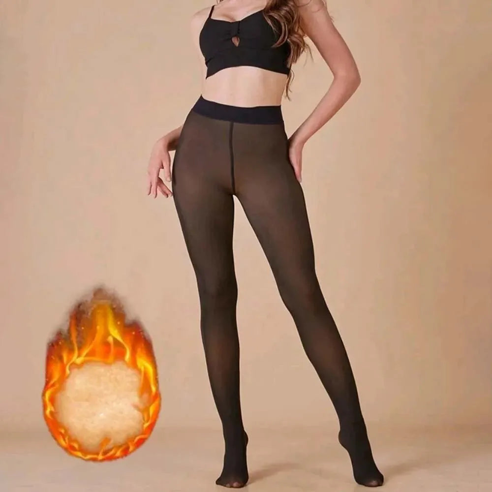 Sheer Fleece-Lined Leggings